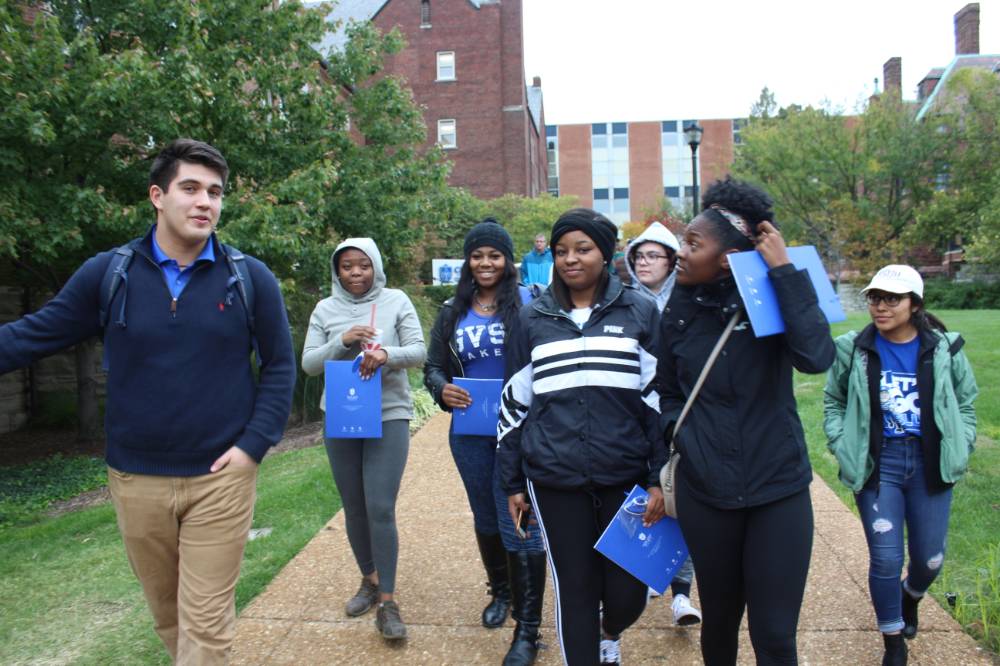 Students touring Saint Louis University
